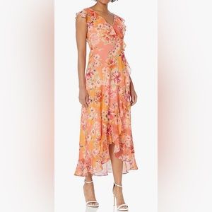 London Times Chiffon Ruffle Dress
